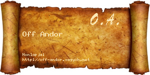 Off Andor névjegykártya